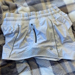 Lululemon reflective Hotty Hot Shorts, Size:4Reg, Color:White
